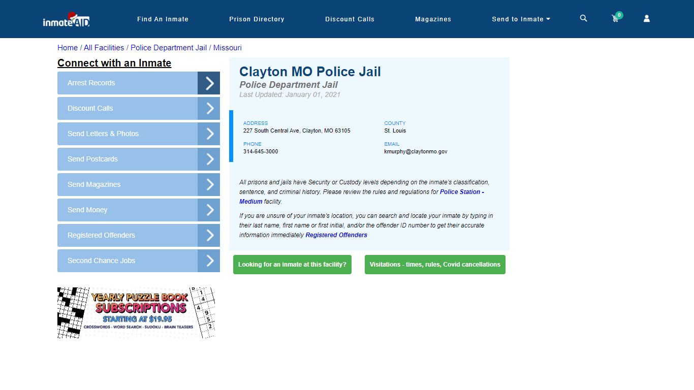 Clayton MO Police Jail & Inmate Search - Clayton, MO
